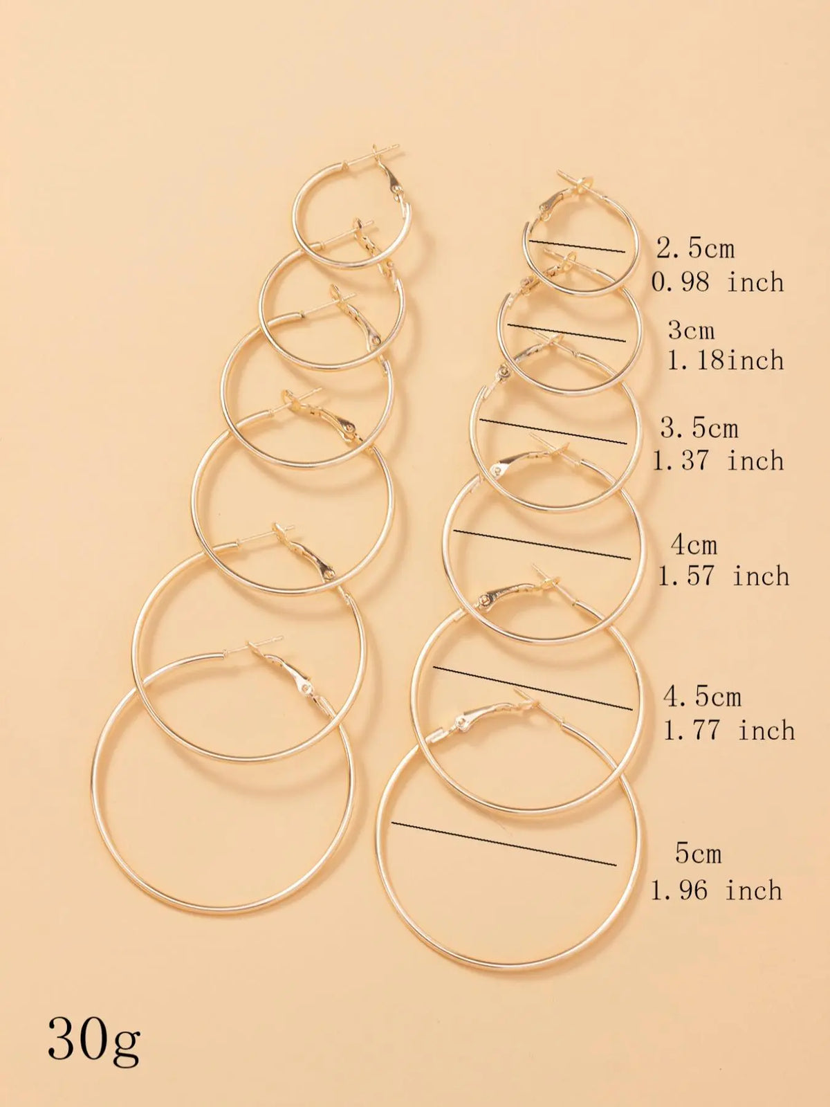 6 Pairs Round Shaped Multiple Size Hoop Earrings, Earring Set, 2024 New Stylish Earrings for Women, Daily Wear Ear Piercing Jewelry, Classic Fashion Accessories for Daily Wear