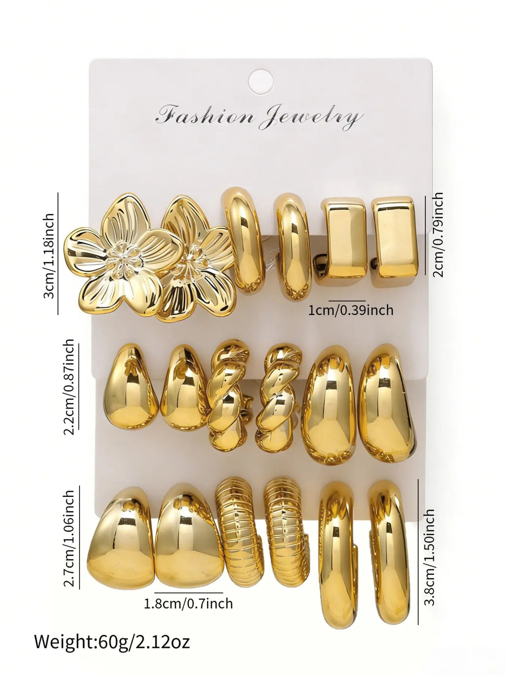 9 Pairs of Women's Water Drop, Geometric, and Floral Stud Earrings, Earring Set, Stud Earring Pack, Elegant Fashion Jewelry for Everyday Wear, Earrings Studs
