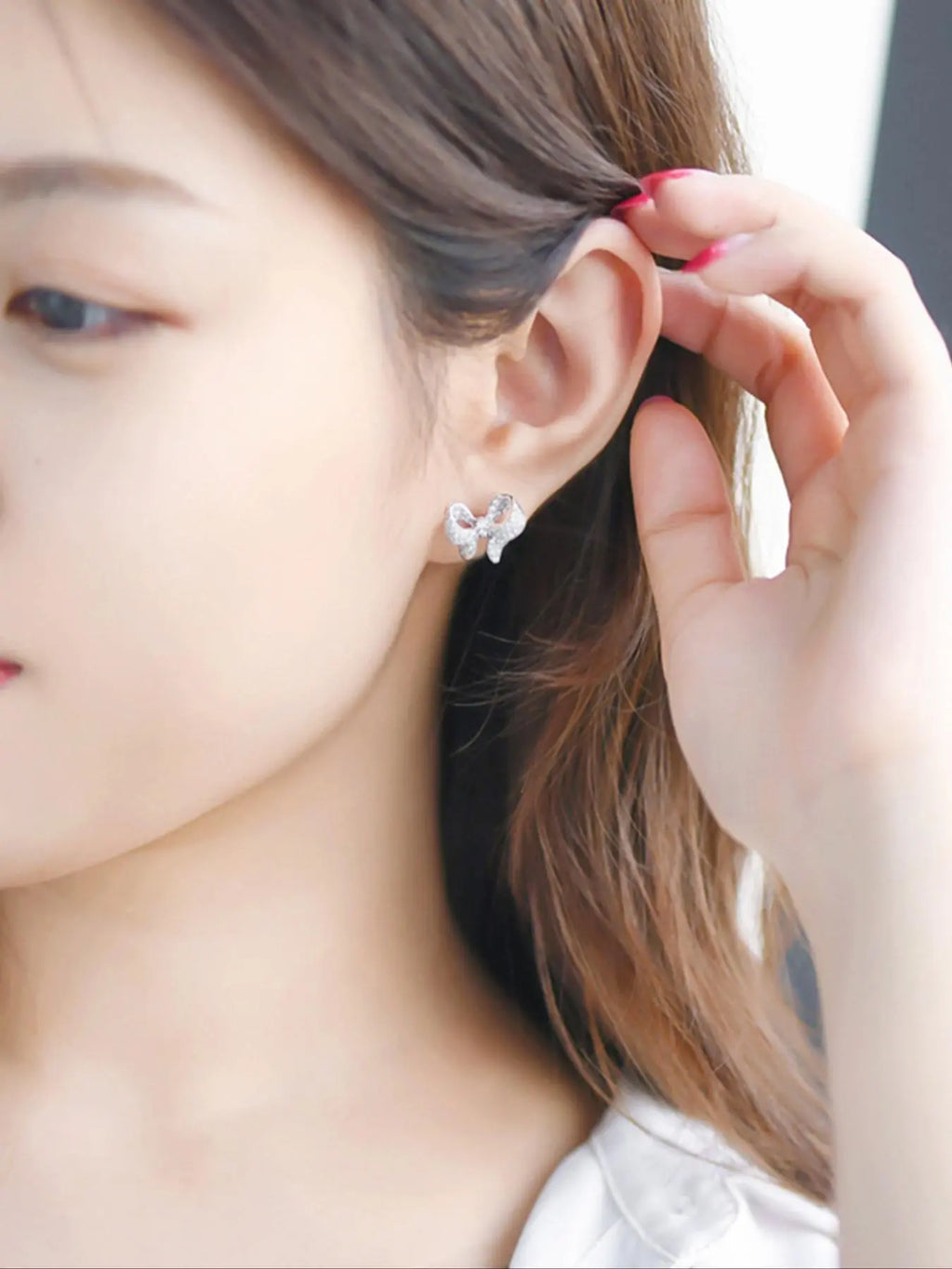 Women's Elegant Bowknot Design Stud Earrings (1 Pair), Zircon Stud Earrings, Exquisite Trendy Stud Earrings, Fashionable Jewelry for Women for Daily & Party Decoration, Jewelry Gifts, Studs Earrings, Classic Style Earrings, Artificial Zircon Earrings