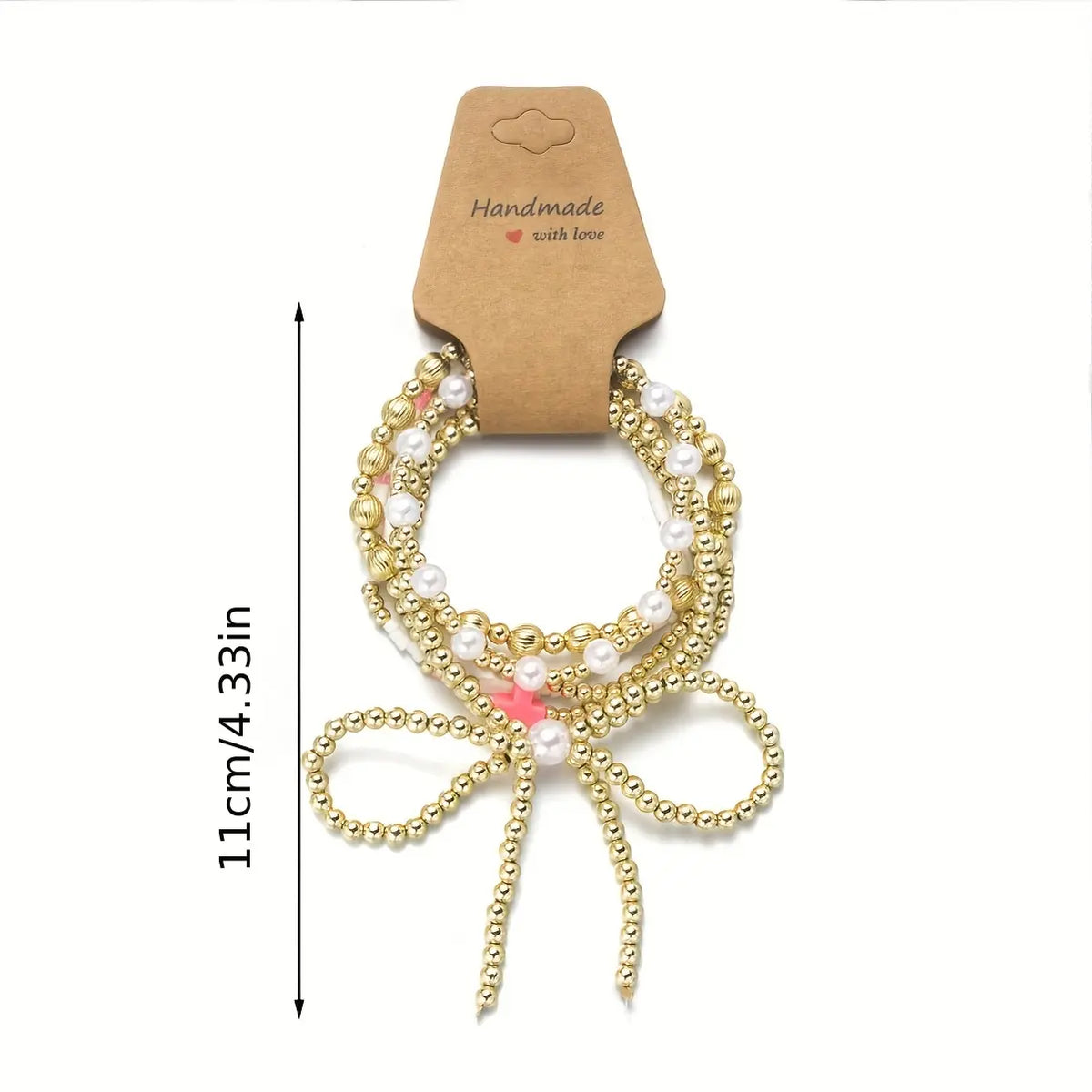 6Pcs Stylish Bohemian Resin Bow Cross Elastic Bracelets for Women - Golden-Tone Beads Accents, Casual Attire & Party Bracelets Accessories, Year-Round Fashion, Yearround Wear | Chic Appearance | Embellishments, Jewelry Gift