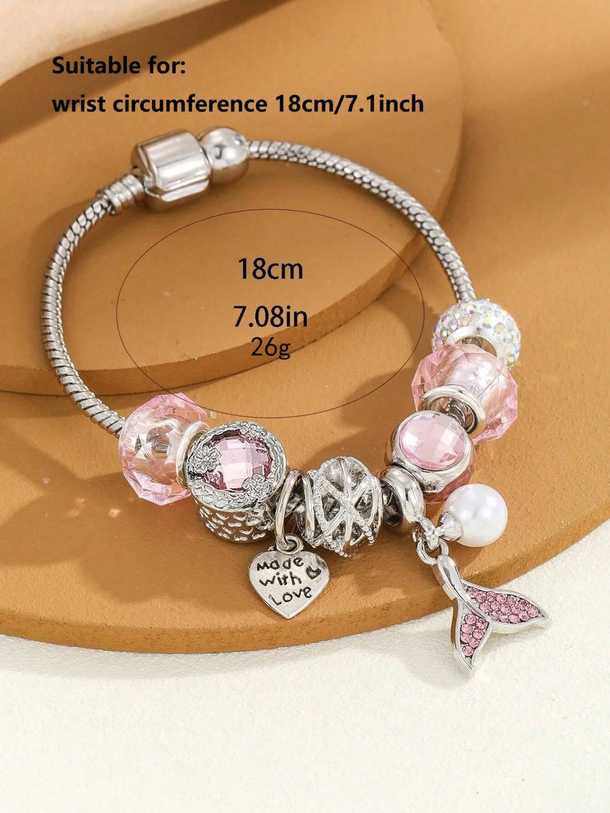 Mother's Day Gift Women's Cute Flower & Rhinestone Fish Tail & Heart Design Bracelet, Fashionable Bracelet, Rhinestone Decorated Bangle Bracelet, Fashion Jewelry for Party, Daily Decor, Trendy All-match & Exquisite Jewelry for Birthday Gift