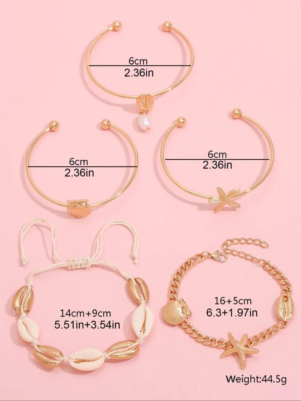 Fashionable Starfish & Shell Decorated Bracelet, Boho Style Jewelry for Women, Trendy All-match & Exquisite Jewelry for Birthday Gift, Bangles Bracelets Set, Stackable Bracelets, Fashion Chic Accessories, Bracelet Sets
