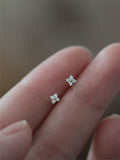 Rhinestone Decor Stud Earrings As Summer Outfits 2024, Flower Shaped Stud Earrings, Fashion Accessories for Women & Girls, Stud Earring Jewelry, Studs Earrings