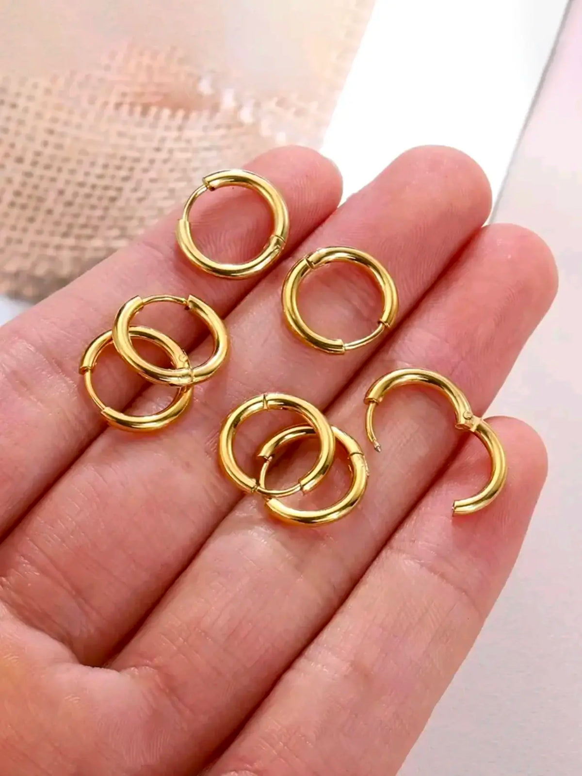 Stainless Steel Hoop Earrings for Men & Women, Multiple Sizes (8-18mm), Gift for Daily Wear, Versatile Earrings, Durable Earring Stack, Men Accessories, Earring Hoops
