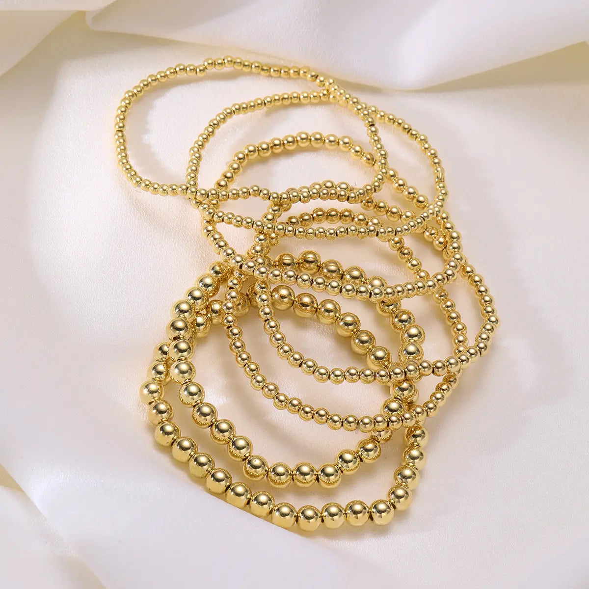 Women's 14Pcs Minimalist Gold-Toned Bangles Bracelets Set, Elastic Boho Stackable Beaded Mix Female Bracelets, Comfortable Stretch Costume Jewelry for Birthday,sohochic