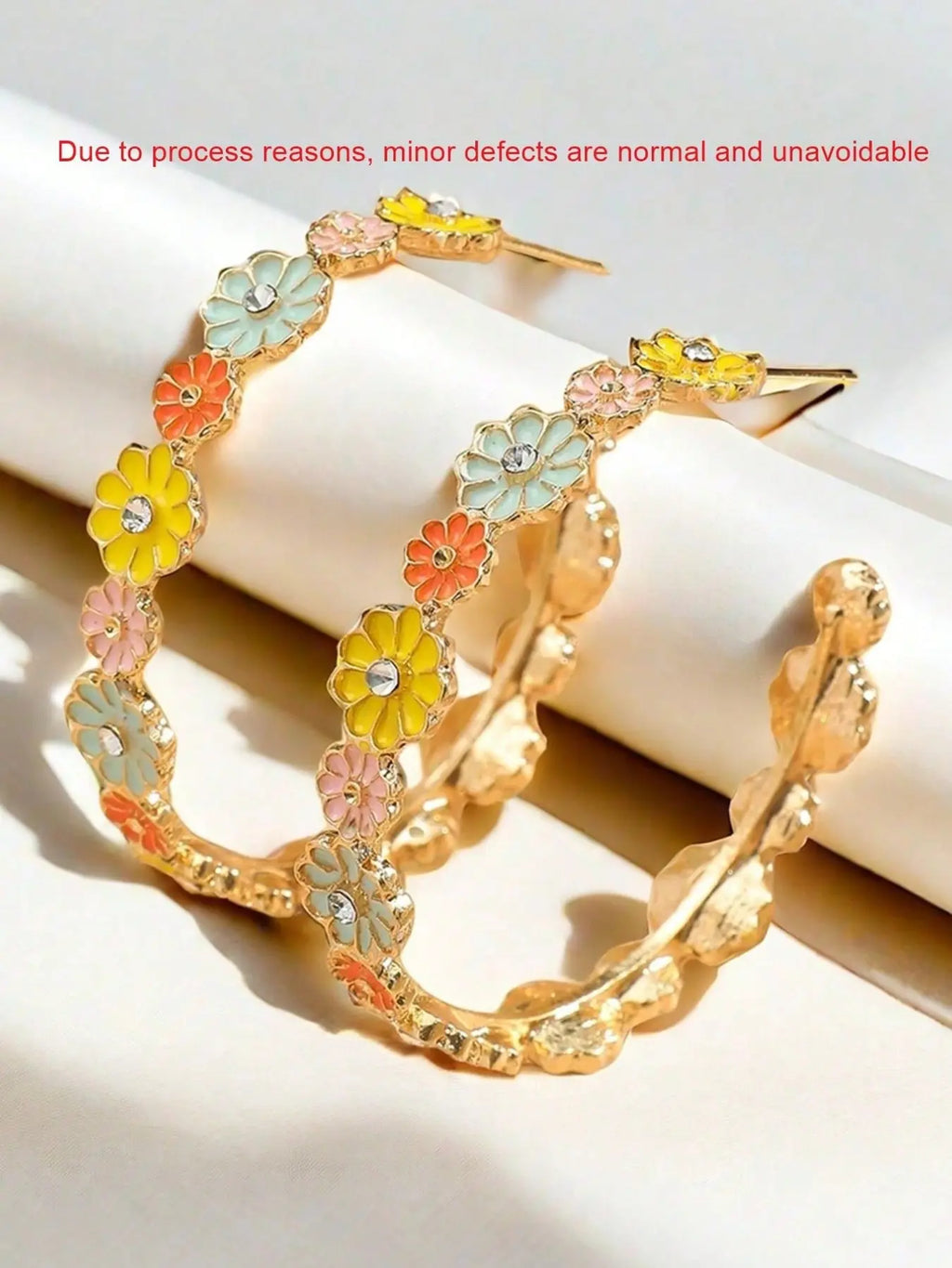 1 Pair Cute Floral Resin Druzy Hoop Earrings, Colorful Earrings, Fashionable Earrings, Casual Trendy Jewelry, Suitable Gift For Girlfriend, Daily, Vacation, Party, Wedding, Jewelry Accessories