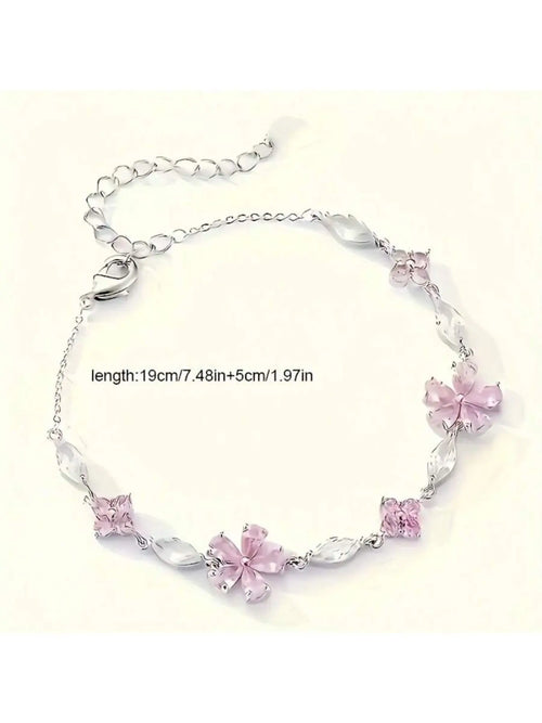 1 Pc Elegant Cherry Blossom Bracelet, Adjustable Stylish Cube Petals for Women, Cute Fashion Accessory for Any Occasion, Fashionable Bracelet, Elegant Jewelry Bracelet, Aesthetic Jewelry, Adjustable Bracelets