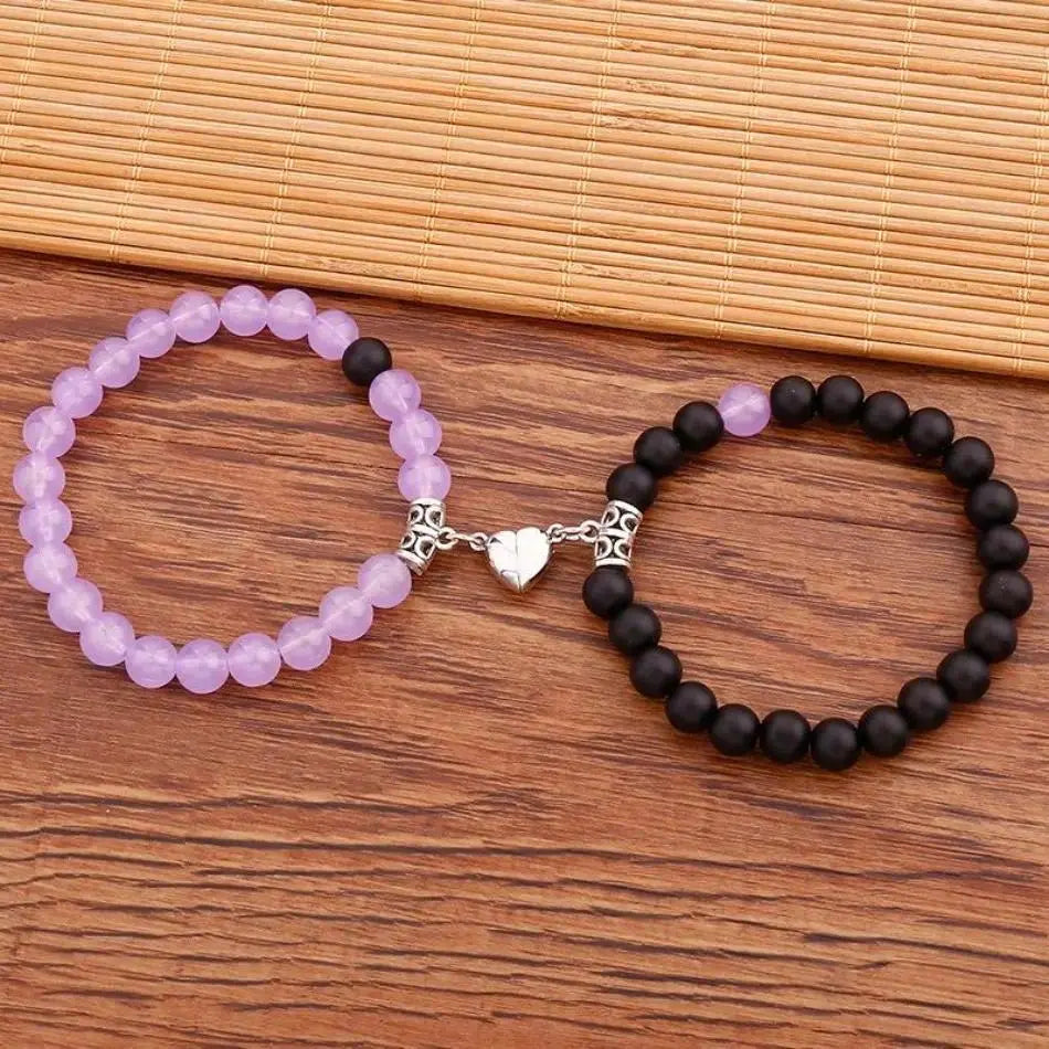 Couple Magnetic Heart Shape Sports Wristbands, Matching BF and GF Minimalist Polyester Rope Trendy Jewelry, Gifts for Boyfriend GF Gift for Back to School