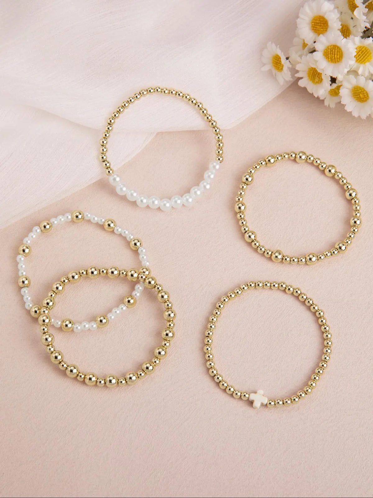 Boho Style Faux Pearl Decorated Bracelet Set, Fashion Cross Charm Beaded Bracelet Sets for Women & Men, Trendy Versatile & Exquisite Jewelry for Birthday Gift, Stackable Bracelets, Bohemian Bracelets, Bracelet Bundle