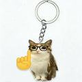 Funny Meowl Cat Owl Hybrid Keychain, Viral Meme Acrylic Bag Charm, Quirky Weirdcore Accessory, Unique Creative Gift, Keychain Accessories, Keychain For Purse