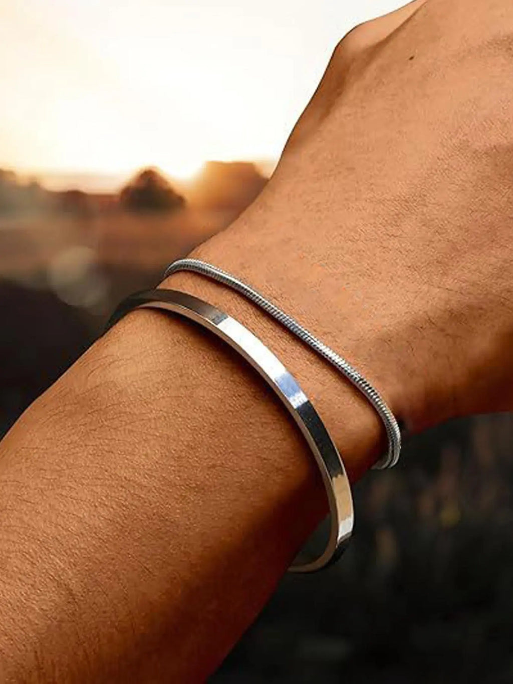 Stainless Steel Bracelet Set, Stacked Design Bracelets, Stackable Bracelets, Unisex Casual Daily Wear Jewelry, Perfect Gift for Men & Women, Durable & Stylish Design