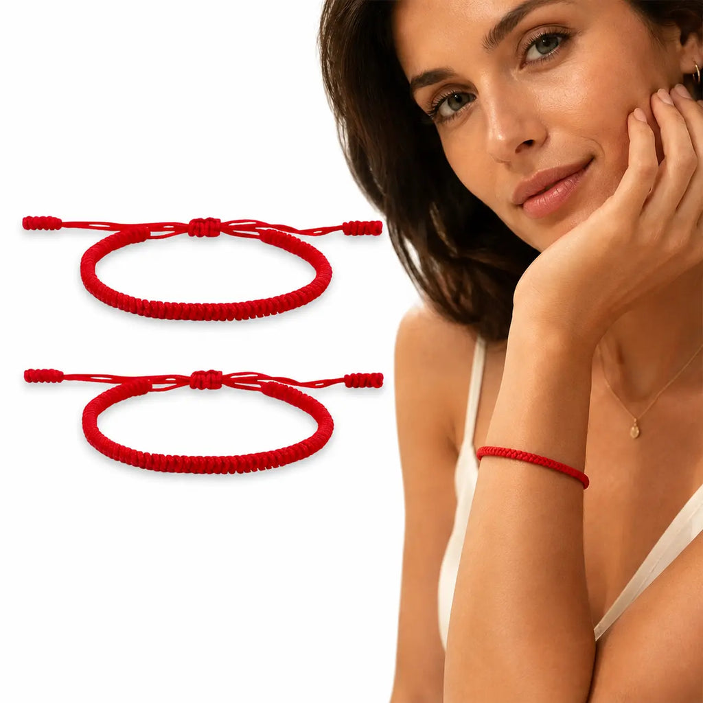 2-Pack TikTok Best-Selling Red String Bracelet, Hand-Woven Kabbalah Vajra Knot Design, Adjustable (6-9.5 in), Destiny Bracelet, Unisex Minimalist Fashion Jewelry, Giftable for Birthdays, Love & Friends,sohochic