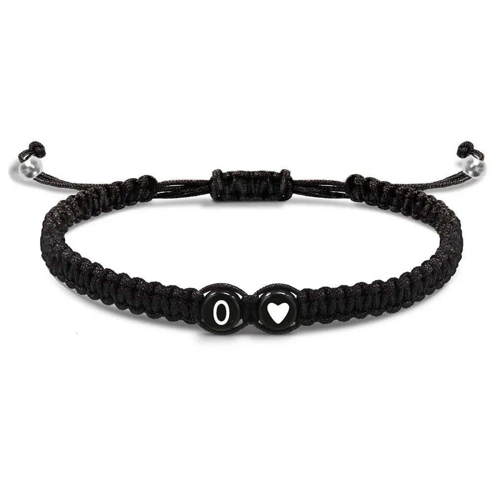 Heart Shaped Initial Bracelet, 26 Initial Charm Bracelet, Women Braided Bracelet, Heart Shaped Handmade Rope Adjustable Bracelet, Suitable for Mom Daughter Birthday Jewelry Gift Jewellery