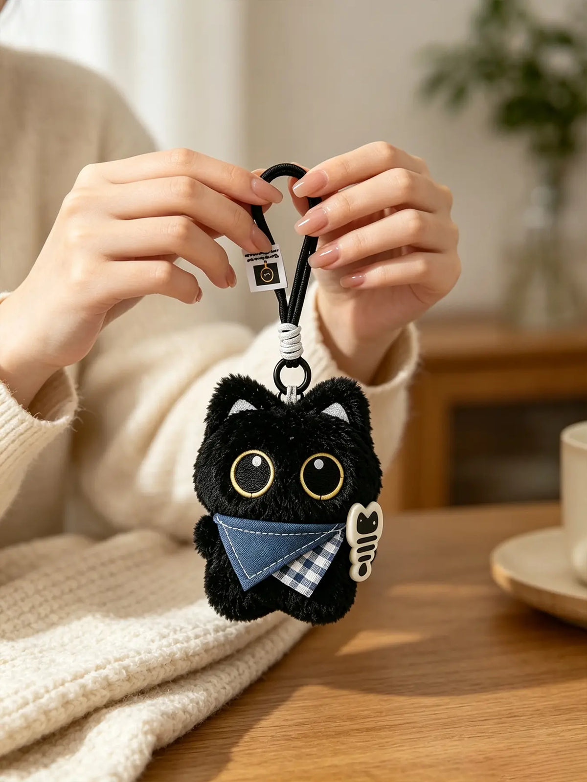 Cute Cat Design Keychain, Punk Style Plush Keychain for Women & Men, Fashion Accessories for Daily Use, Trendy All-match & Exquisite Keychain for Birthday Gift