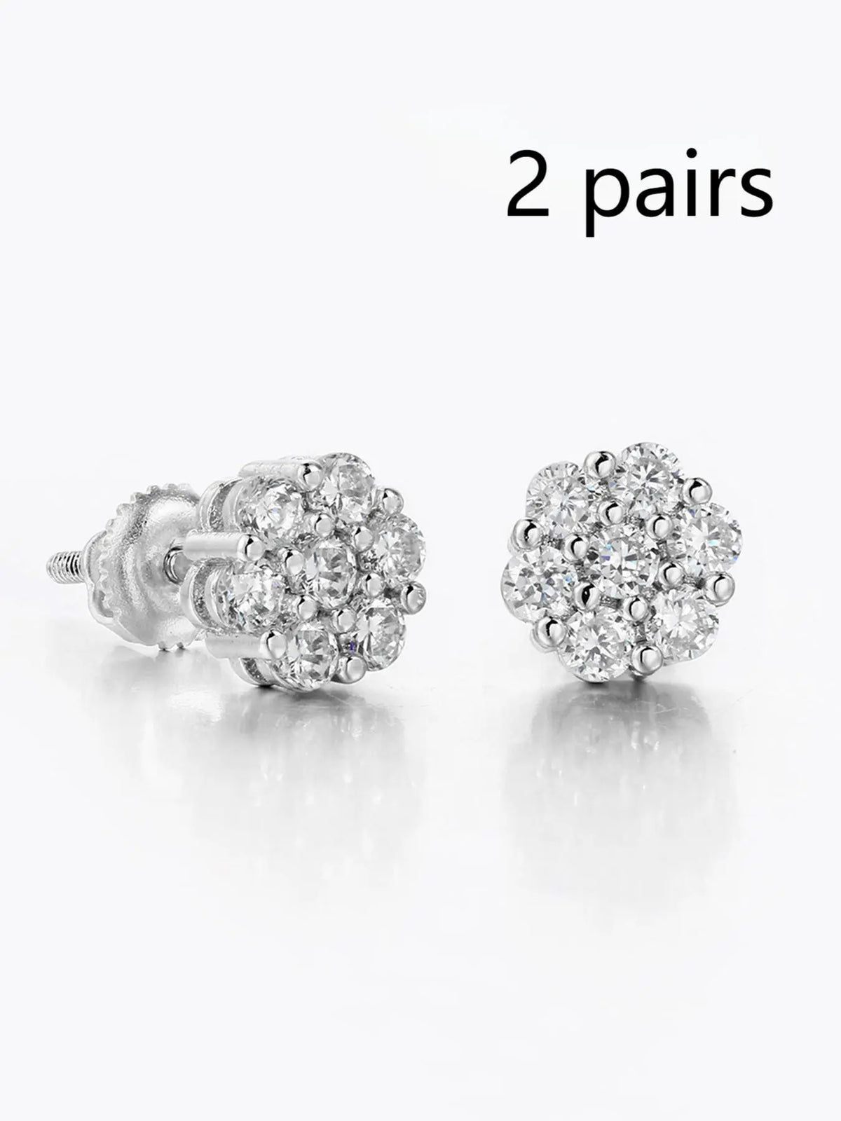 New Flower Earrings Copper Material Full Rhinestone Hip Hop Earrings, Trendy Street Fashion Jewelry for Men and Women, Casual Style