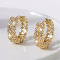 Exquisite Double Row Inlay zirconia Hoop Earrings For Women Wedding Party Stylish Earrings Elegant Shiny Zirconia Earrings