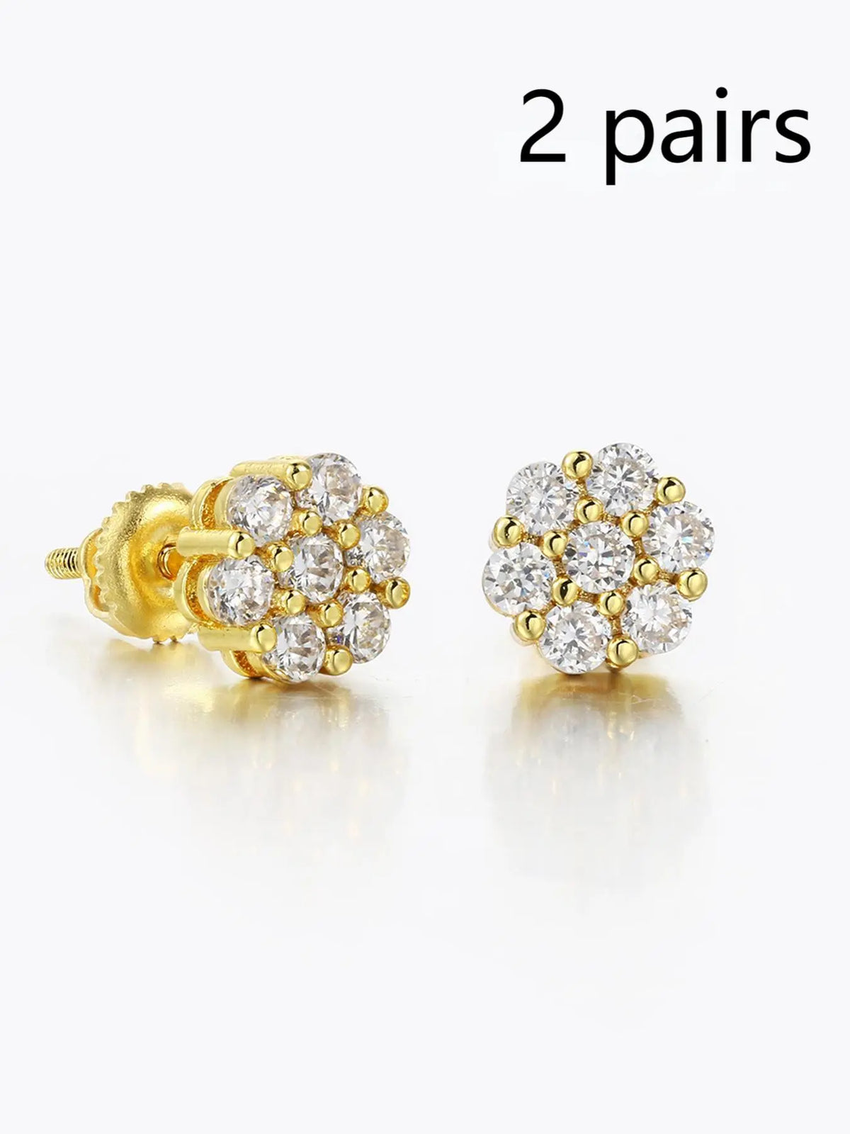 New Flower Earrings Copper Material Full Rhinestone Hip Hop Earrings, Trendy Street Fashion Jewelry for Men and Women, Casual Style
