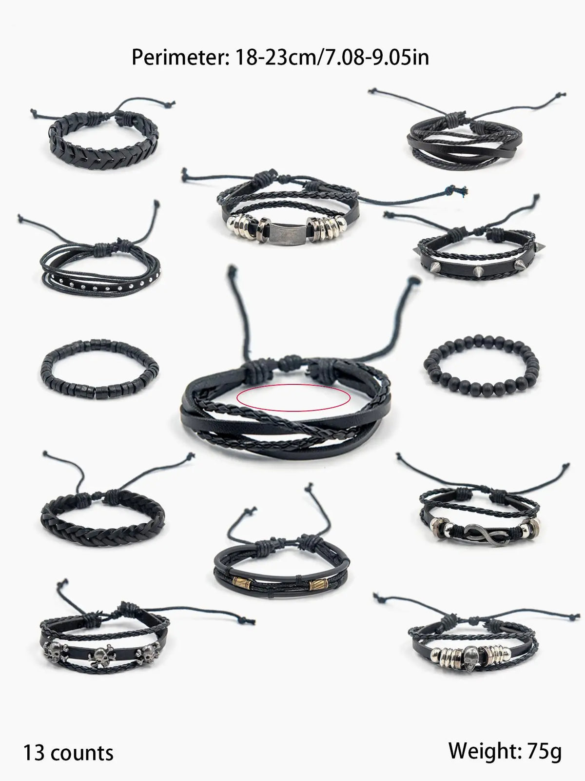 Punk Style Layered Bracelets, Bracelet Bundle, Bracelet Combination Set, 13pcs/set Fashion Beaded Bracelets & Drawstring Bracelets for Men & Women, Trendy All-match & Vintage Jewelry, Trendy Jewellery Accessories for Birthday Gift, Stackable Bracelet Set