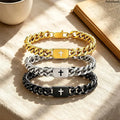 Minimalist Cross Cuban Link Bracelet with Engraved Bible Verse, Father's Day Gifts,sohochic