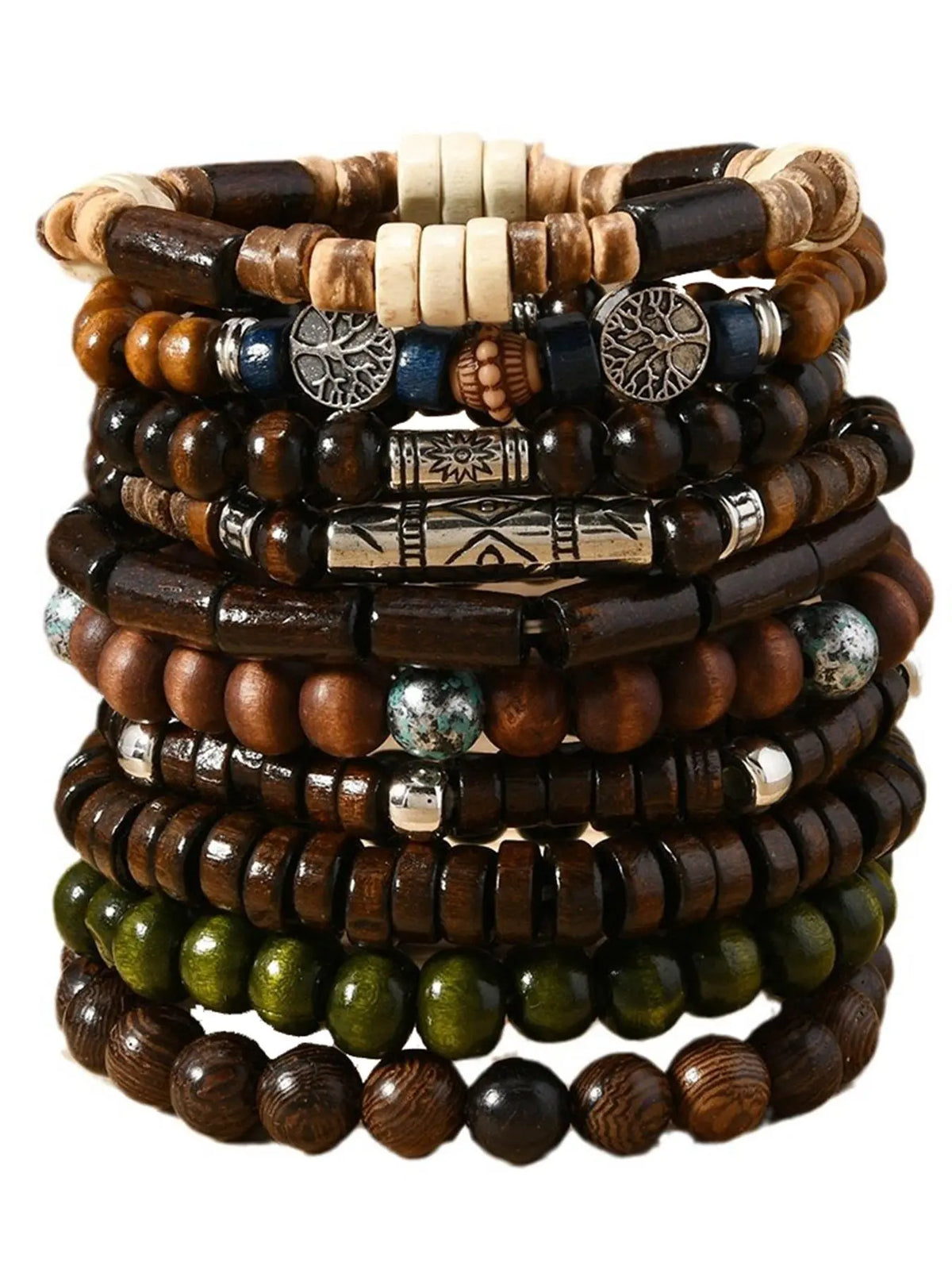 Boho Style Beaded Bracelet, Adjustable Beaded Design, Fashionable Elastic Bracelet for Men & Women, Trendy All-match & Exquisite Jewelry for Birthday Gift, Beaded Bracelet Set, Matching Bracelet