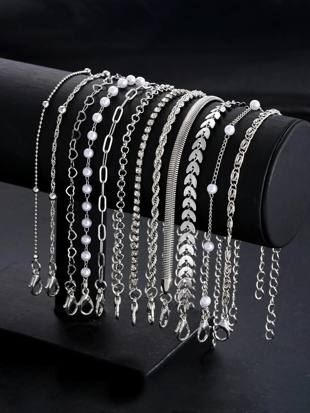 Women's Fashion Boho Style Bracelet Set, Layered Bracelet Set, Bracelets Stacking, & Silver Zinc Alloy Chain Jewelry for Women Daily Wear Accessories, Aesthetic Jewelry