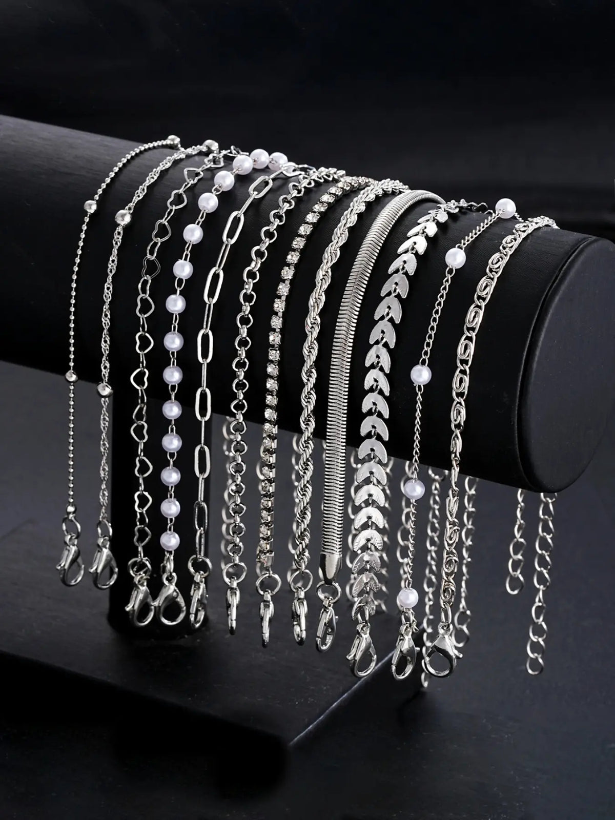 Women's Fashion Boho Style Bracelet Set, Layered Bracelet Set, Bracelets Stacking, & Silver Zinc Alloy Chain Jewelry for Women Daily Wear Accessories, Aesthetic Jewelry