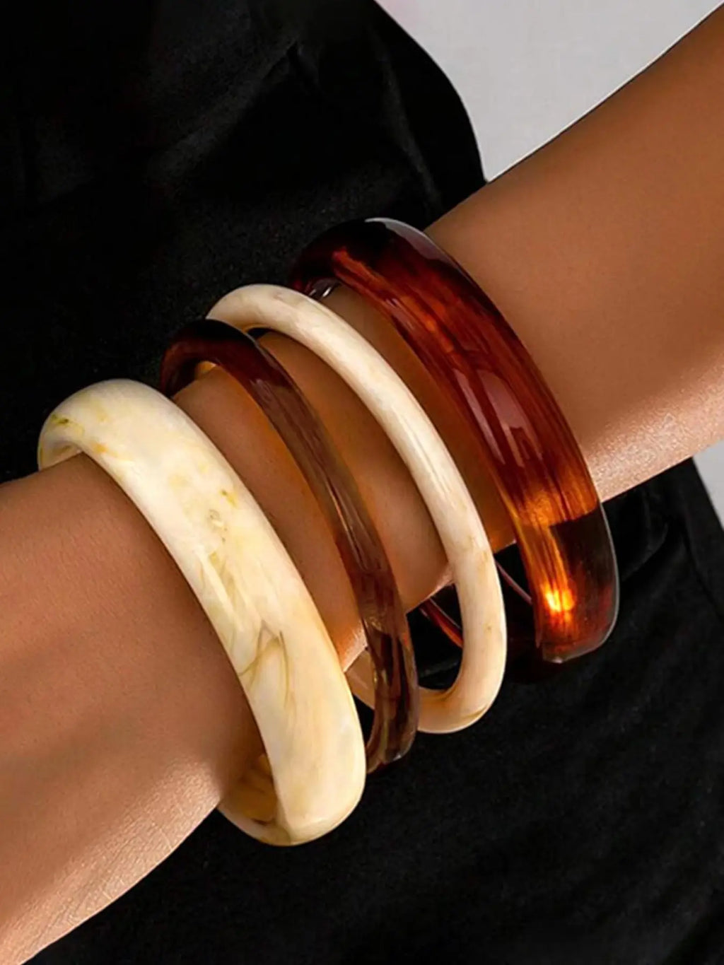 Acrylic Bangles Bracelets for Women, Irregular Shapes Acrylic Resin Fashionable Chunky Bangles, Geometric Fashions, Thick Statement Bangle Jewelry Set, Stacked Design Bracelets