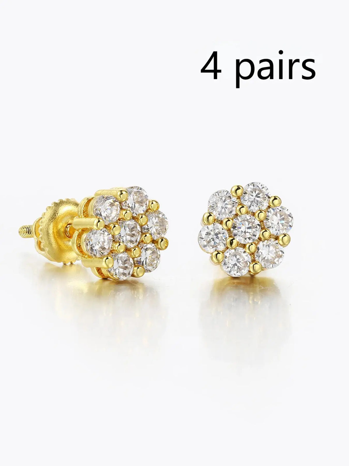 New Flower Earrings Copper Material Full Rhinestone Hip Hop Earrings, Trendy Street Fashion Jewelry for Men and Women, Casual Style