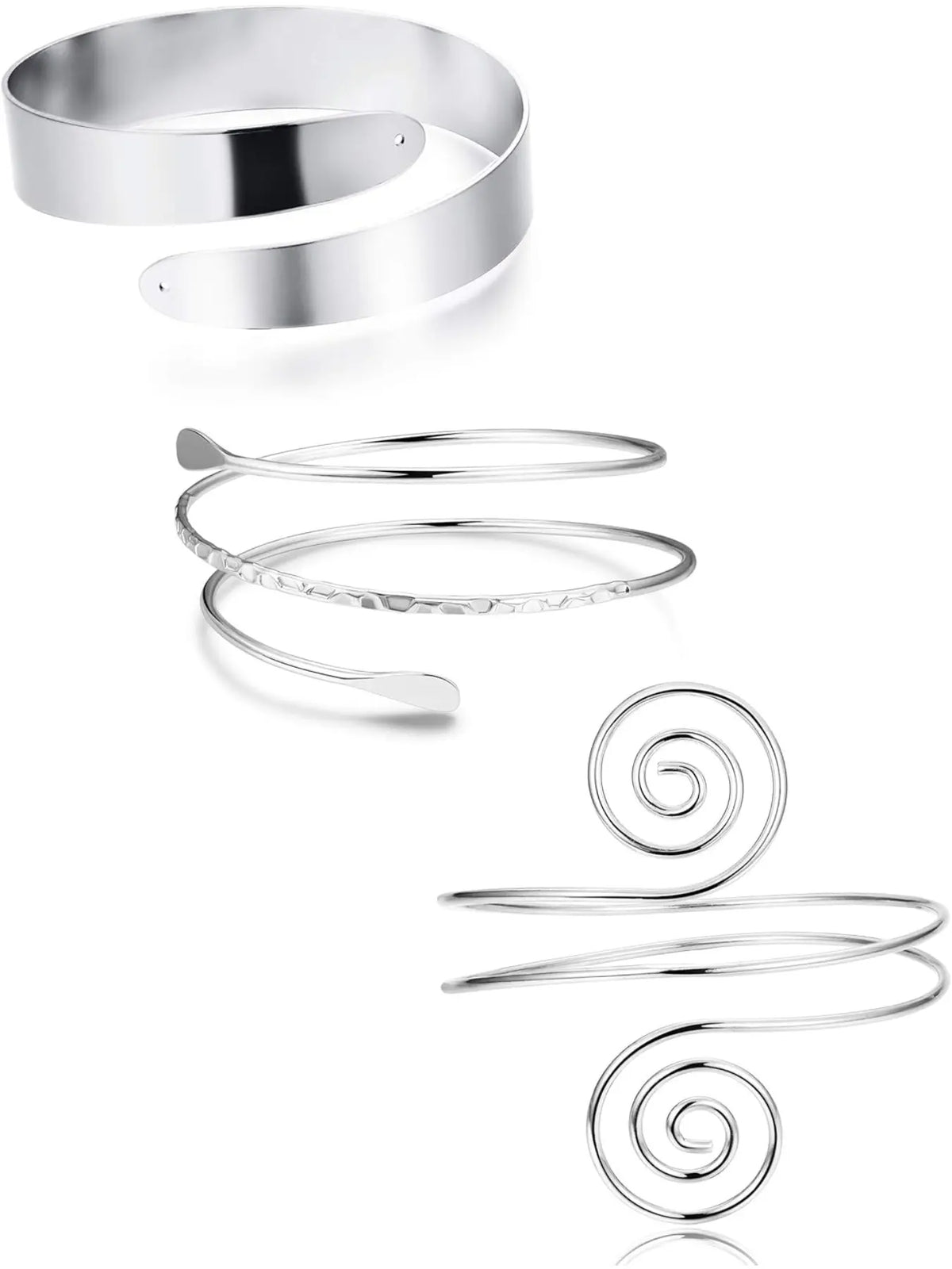 Arm Cuff Upper Arm Band for Women, Adjustable Coil Swirl Design, Elegant Stackable Bracelets Set, 3 Pieces, Trendy Fashionable Accessories, Casual Accessories, Cuff Bangles Bracelets, Adjustable Cuff Armband