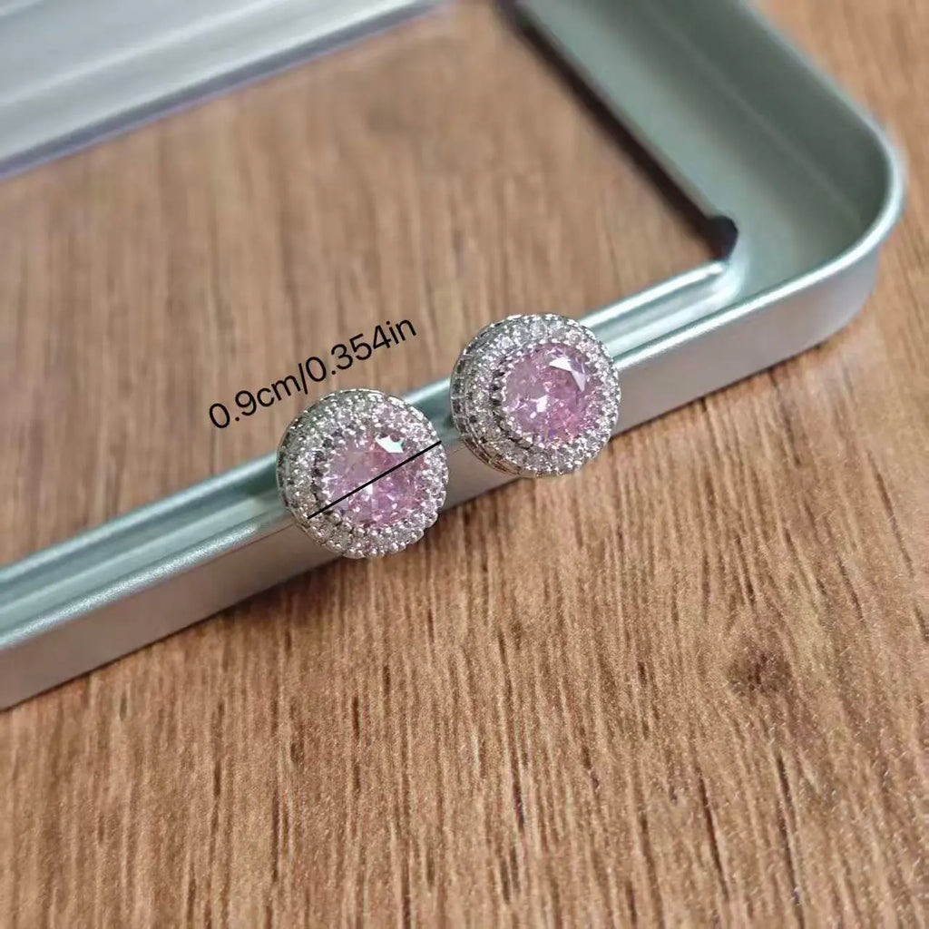 Women's Bling Sparkle Shine Ear Studs - Retro Look Round Zircon Starburst Rhinestone Jewelry, Unisex Fit Cool Costume Accessories, Holiday Gift Ready