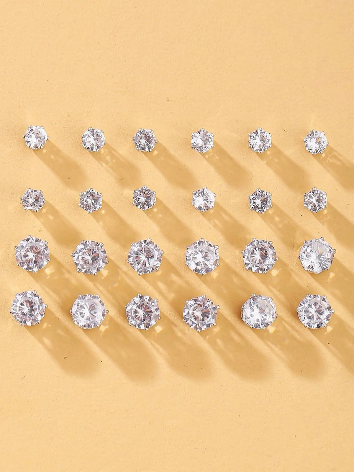 Women's Mixed Size Elegant Rhinestones Decor Zircon Stud Earrings, Ear Jewelry For Party, Daily Clothing Decor For Girl