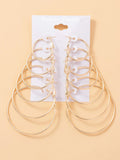 6 Pairs Round Shaped Multiple Size Hoop Earrings, Earring Set, 2024 New Stylish Earrings for Women, Daily Wear Ear Piercing Jewelry, Classic Fashion Accessories for Daily Wear
