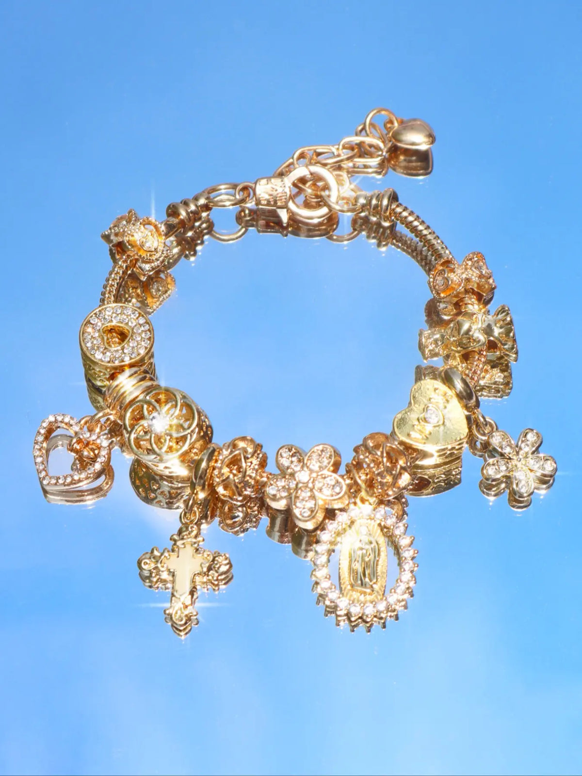 Heart Cherry Blossom Charm Bracelet, Glow-in-the-Dark Cross Bracelet, Mom Angel Cross Flower Charm High Quality Bracelet, Jewelry Bracelet, Exquisite Bracelet