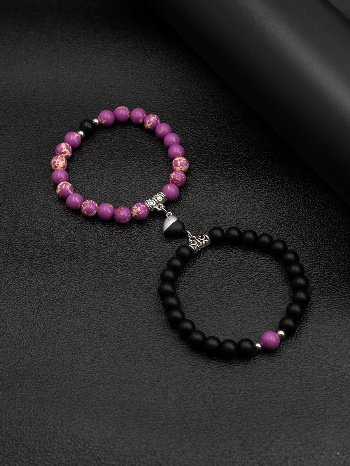 Magnetic Heart Charm Beaded Bracelet, Fashionable Couple Bracelet for Women & Men, Matching Heart Bracelets, Trendy All-match & Exquisite Jewelry for Birthday Gift, Heart Shaped Bracelet, Bracelet With Pendant, Beaded Bracelet Set