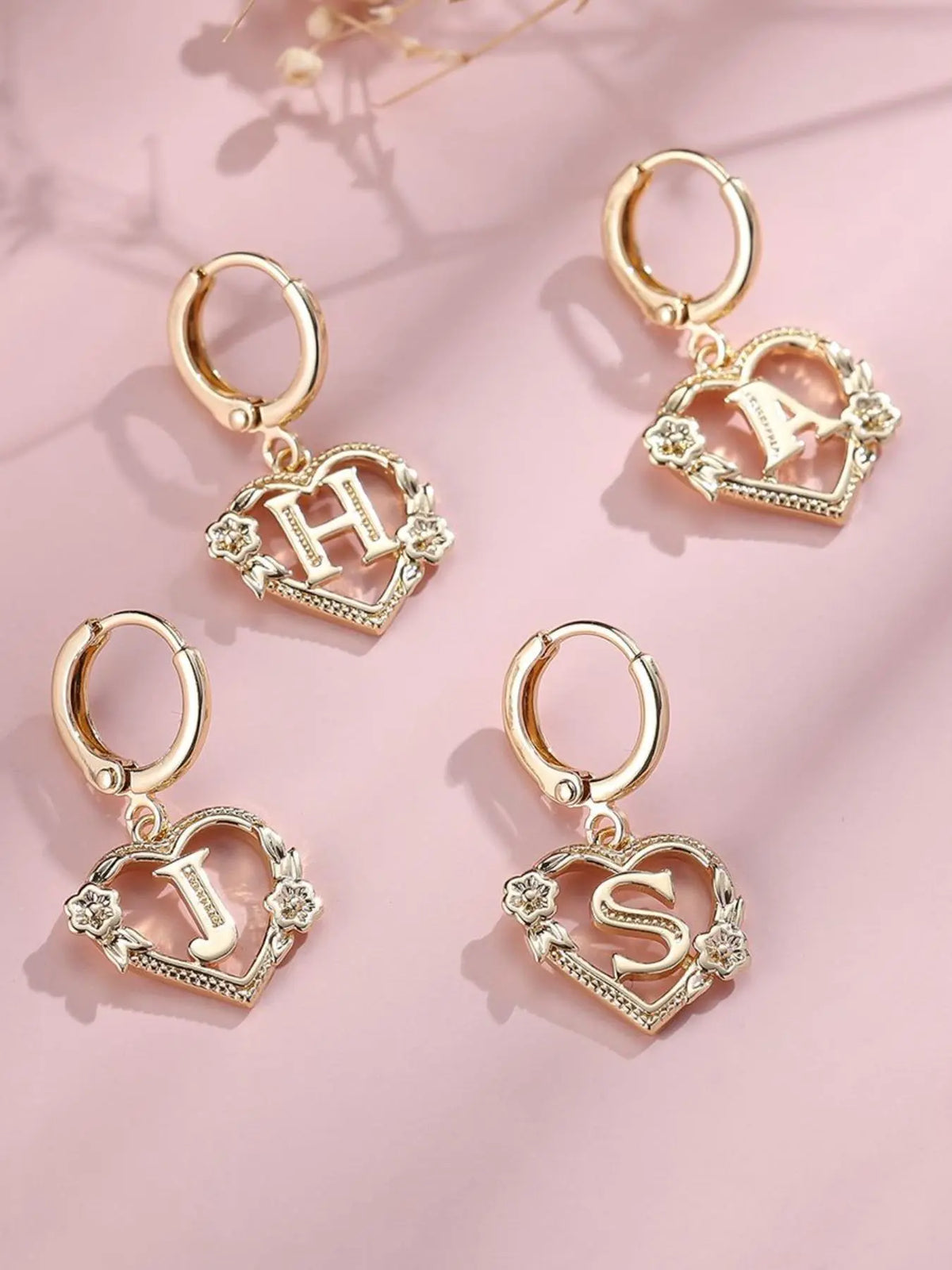 Fashionable Heart & Flower Design Dangling Earrings, Heart Shaped Earrings, Letter Design Drop Earrings for Women, Trendy All-match & Exquisite Jewelry for Birthday Gift