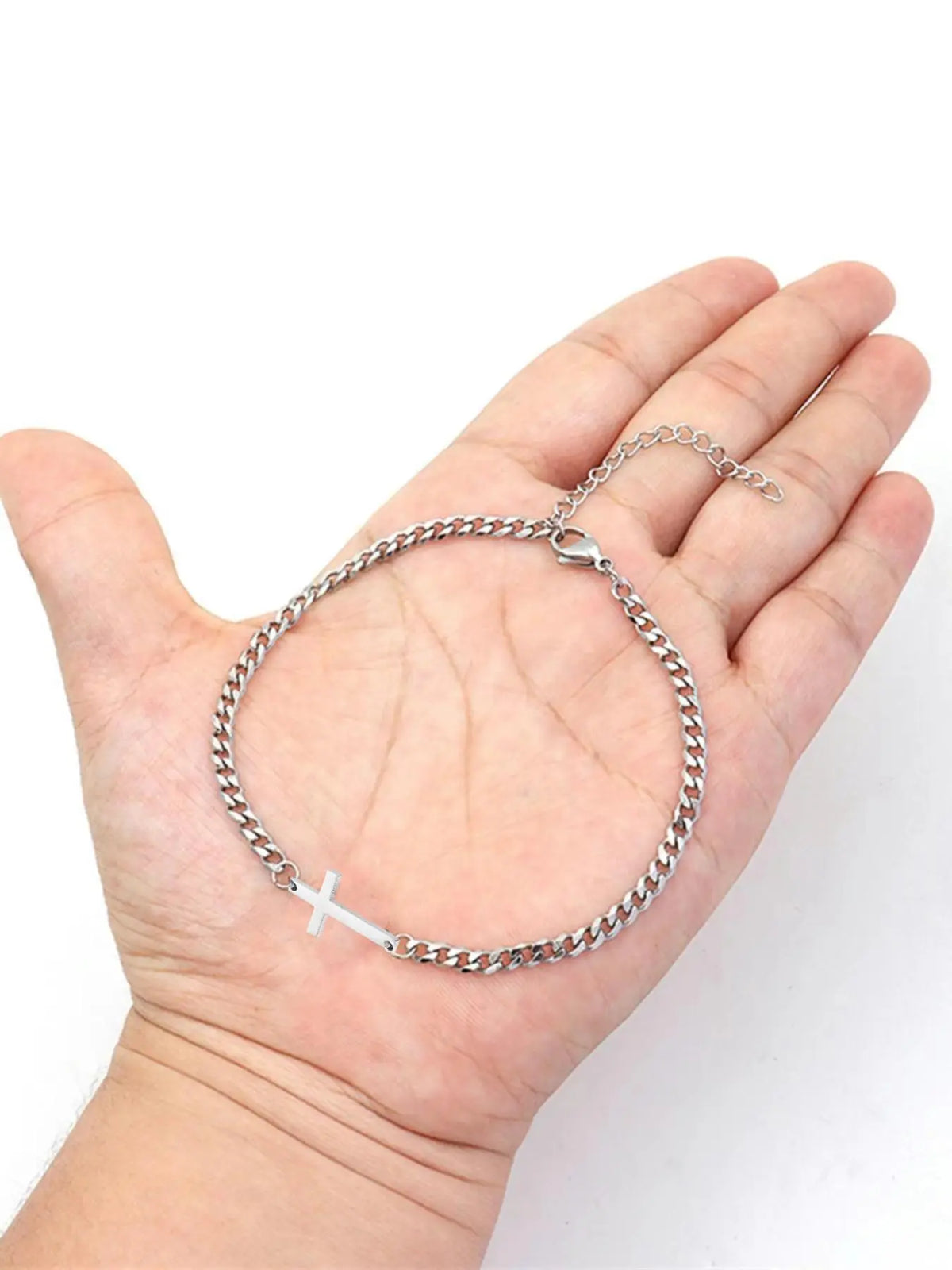 Men's Street Hip-Hop Style Cross Bracelet, Fashion Retro Stainless Steel Stackable Bracelets for Party, Trendy All-match & Exquisite Jewelry for Birthday Gift, Trendy Stack Bangle, Stacking Bracelet, Miami Bangle, Metal Bracelet
