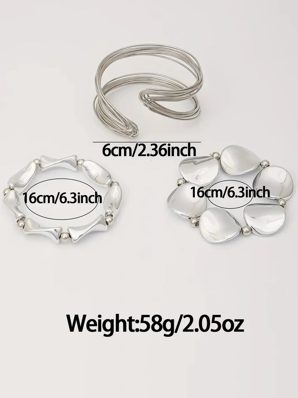 3pcs Gold and Silver Color Chunky Heart & Geometric Bracelet Set, Luxury Stackable Bangles, Y2K Jewelry for Women, Party & Daily Wear, Stacking Bangles, Bracelets Set