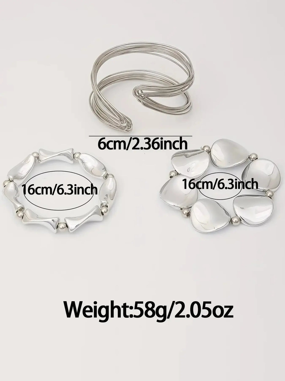 3pcs Gold and Silver Color Chunky Heart & Geometric Bracelet Set, Luxury Stackable Bangles, Y2K Jewelry for Women, Party & Daily Wear, Stacking Bangles, Bracelets Set