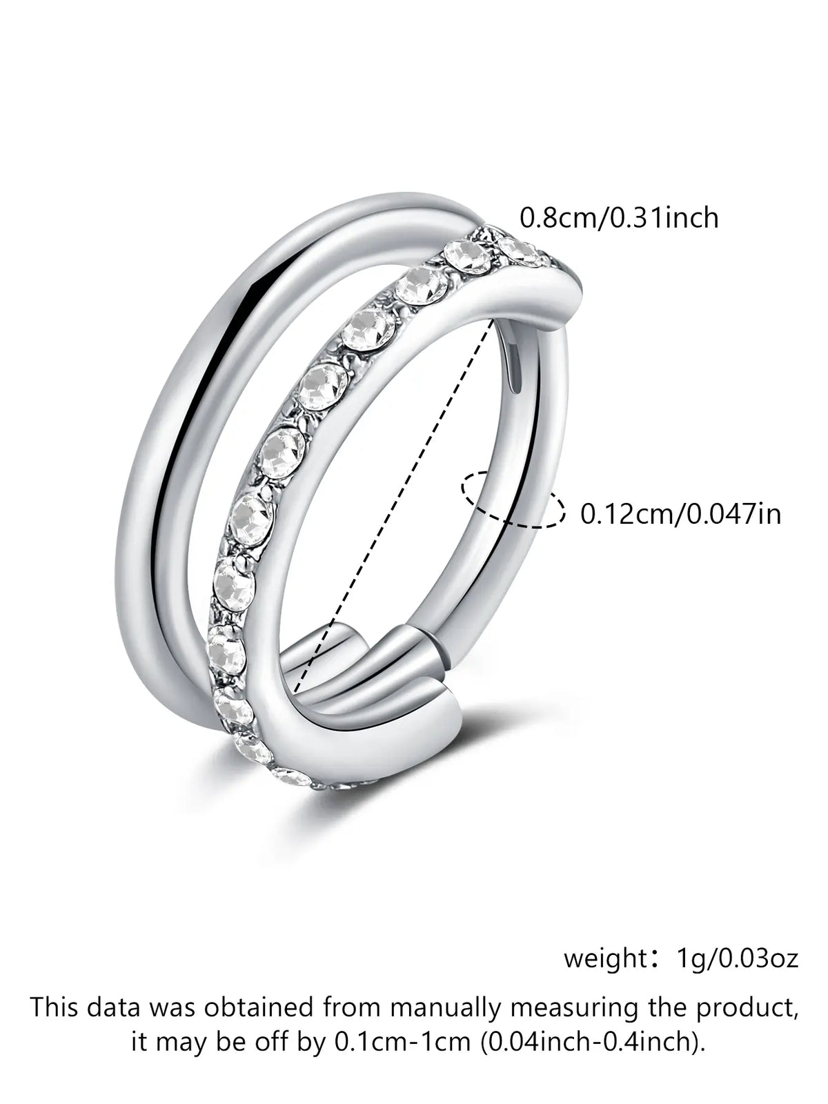2pcs Small Cartilage Double-hoop Helix Conch Piercing Earrings with Cubic Zirconia for Women Trendy Stainless Steel Sets Piercing Jewelry 16gauge 8mm, Earring Stack Shining Earrings Sparkling Ear Jewelry