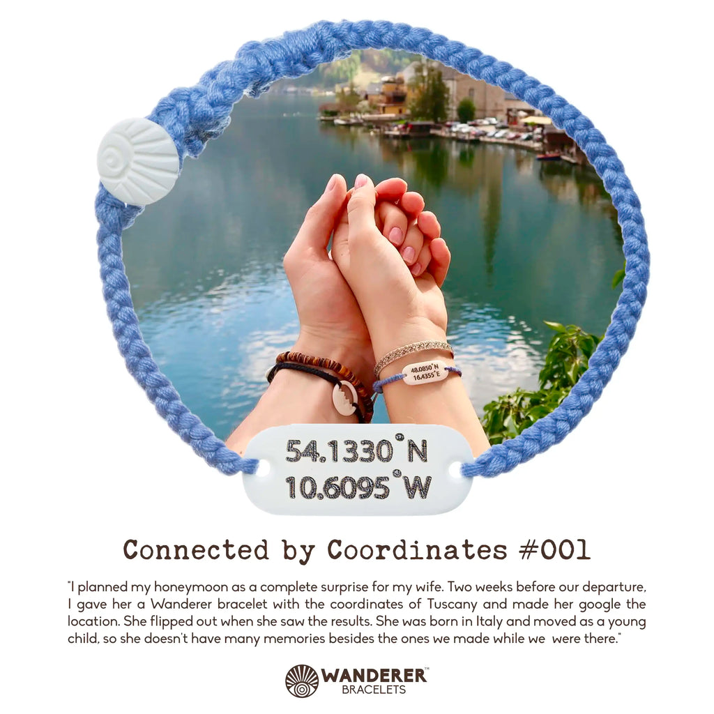 Wanderer Custom Coordinates Bracelet – Personalized Location Jewelry | Travel Sentimental Gift Handmade