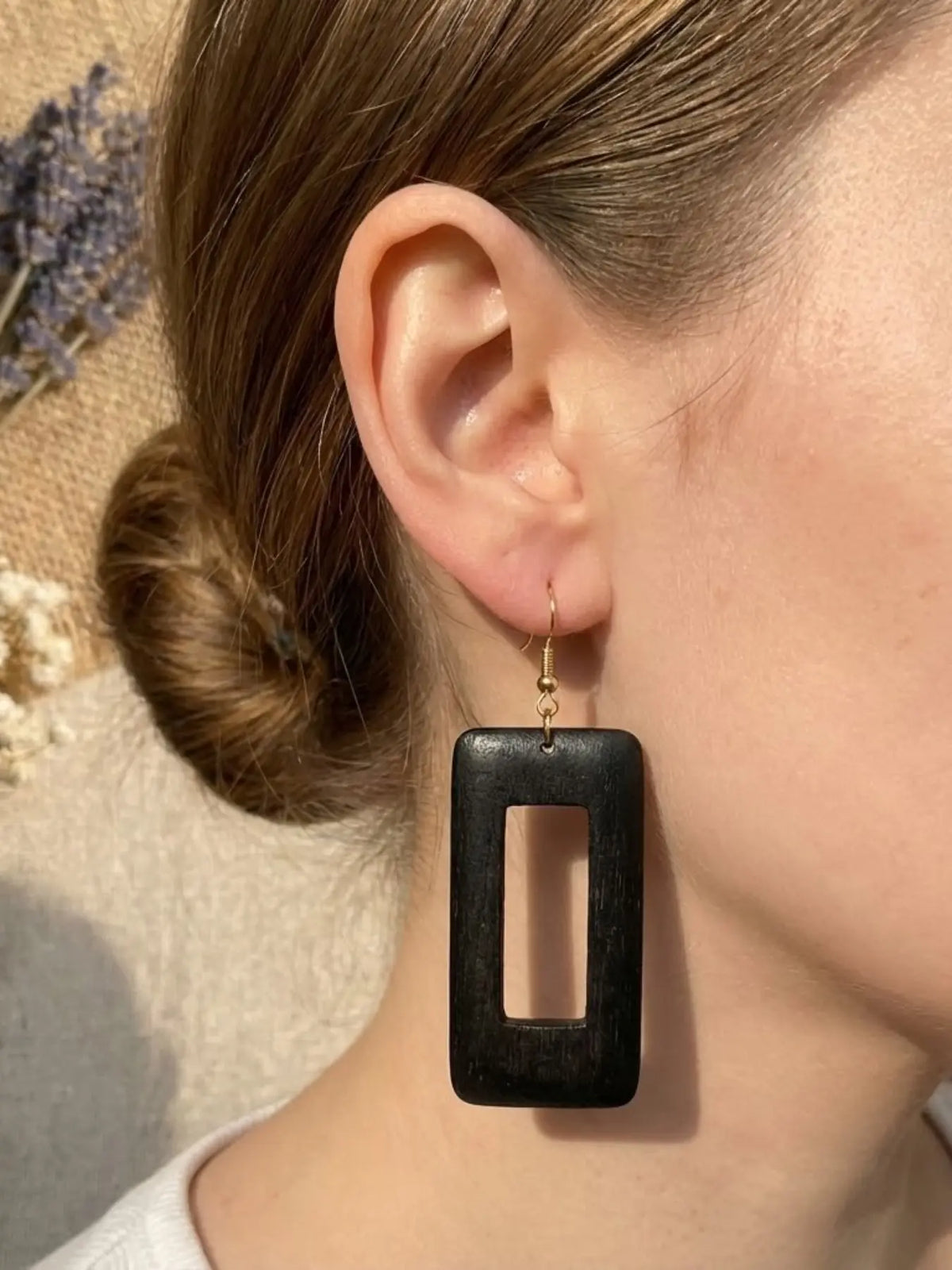 Women's Geometric Wood Earrings, Teardrop/Round/Rectangle Shapes, Boho Style Jewelry, Bohemian Earrings, Vintage Fashion Statement Earrings, Versatile Earrings for Daily Wear, Gift Idea