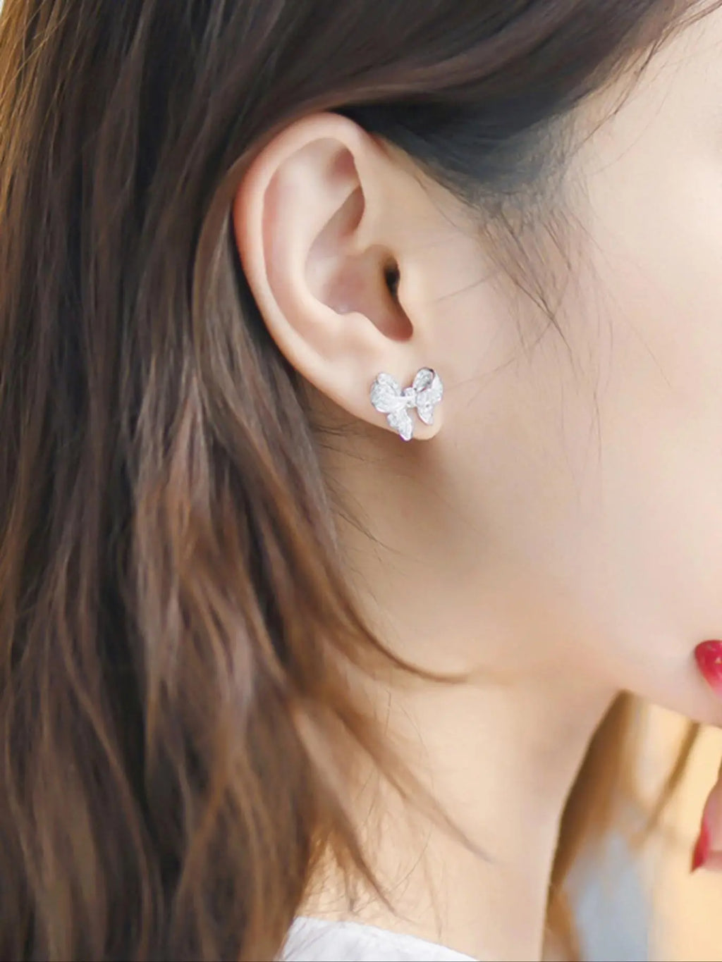 Women's Elegant Bowknot Design Stud Earrings (1 Pair), Zircon Stud Earrings, Exquisite Trendy Stud Earrings, Fashionable Jewelry for Women for Daily & Party Decoration, Jewelry Gifts, Studs Earrings, Classic Style Earrings, Artificial Zircon Earrings