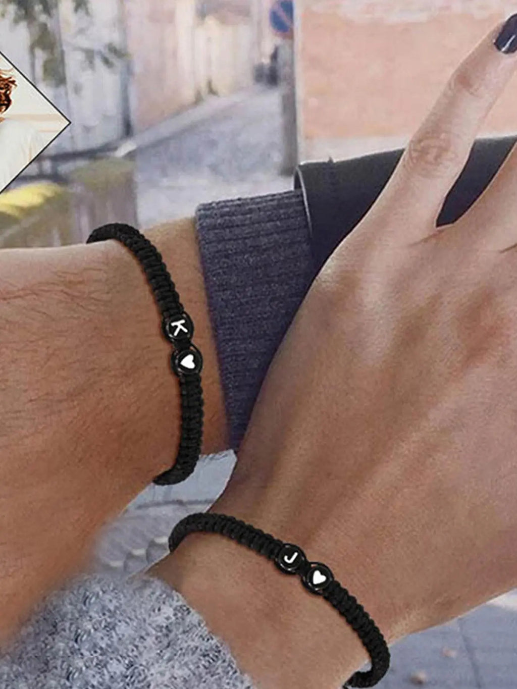 Black and White Heart-Shaped Alphabet Beaded Bracelet, 26-Letter Braided Bracelet, Heart Bracelets for Daily Wear, Fashion Jewelry, Fashionable Bracelet Style, Gift for Birthday and Special Occasions