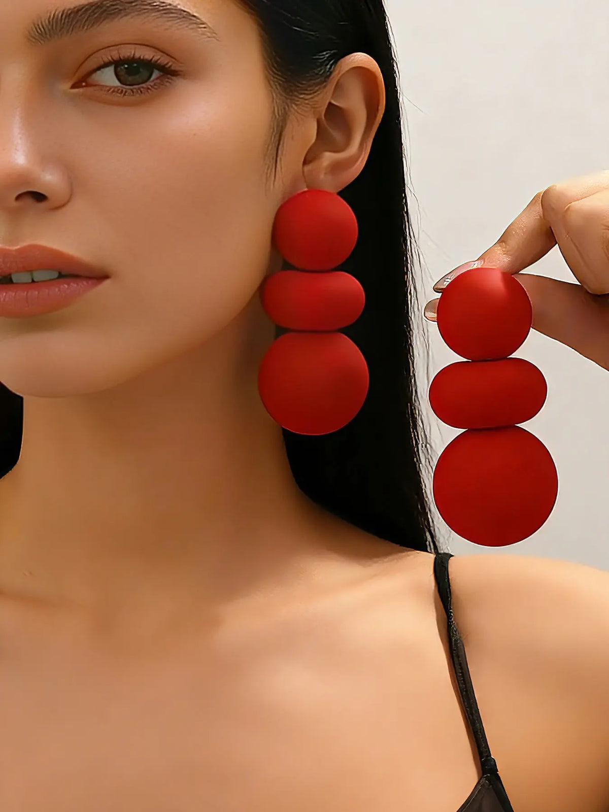 Fashion Classic Geometric Shape Colorful Painted Alloy Thick Studs Earrings for Women, Daily Wear, Trendy Fashionable Accessories, Chic Gorgeous Jewelry, Stylish and Durable Jewelry Accessory, Good Earrings
