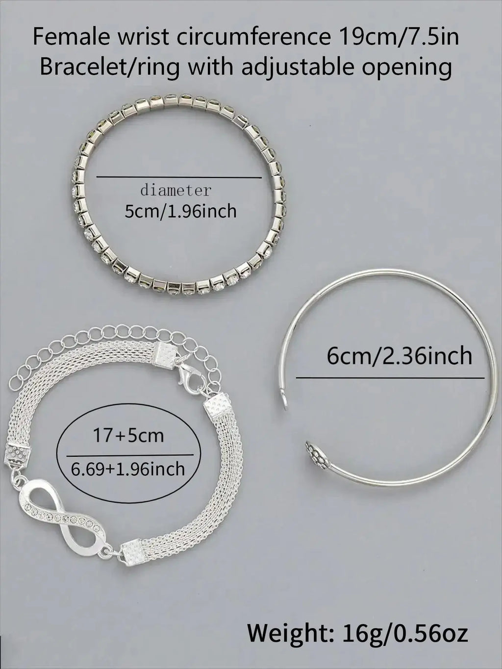 3pcs Women's Minimalist Elegant Heart Rhinestone Bangles Set, Pretty Bracelet, Bracelet Bundle, Fashion Accessories for Parties and Daily Wear, Versatile Elegant Jewelry Bracelet Set