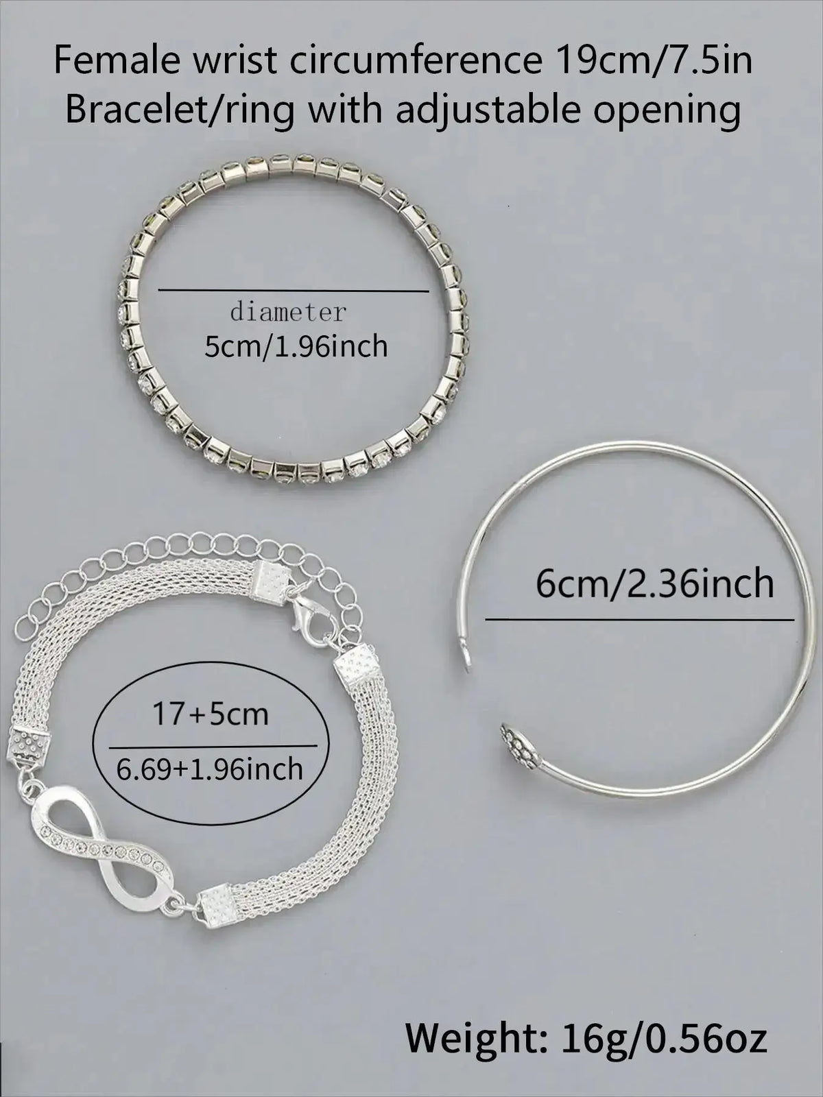 3pcs Women's Minimalist Elegant Heart Rhinestone Bangles Set, Pretty Bracelet, Bracelet Bundle, Fashion Accessories for Parties and Daily Wear, Versatile Elegant Jewelry Bracelet Set