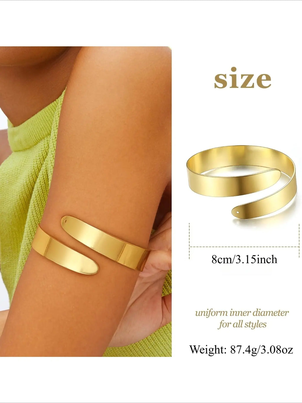 Arm Cuff Upper Arm Band for Women, Adjustable Coil Swirl Design, Elegant Stackable Bracelets Set, 3 Pieces, Trendy Fashionable Accessories, Casual Accessories, Cuff Bangles Bracelets, Adjustable Cuff Armband