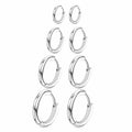 Women's & Men's Accessories 4-Pair Classic 316L Surgical Steel Silver Hypoallergenic Huggie Hoop Earrings, Ideal for Cartilage Piercings & Layering (8mm,10mm,12mm,14mm)