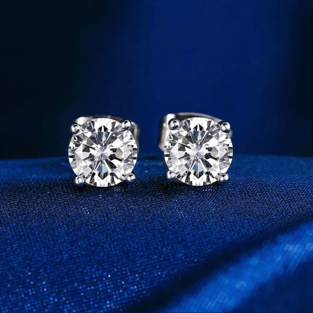MDFUN 6MM Round Cubic Zirconia Stud Earrings Set, 4-Prong Setting Clear CZ Earrings for Men and Women, Hypoallergenic Classic Minimalist Jewelry,sohochic