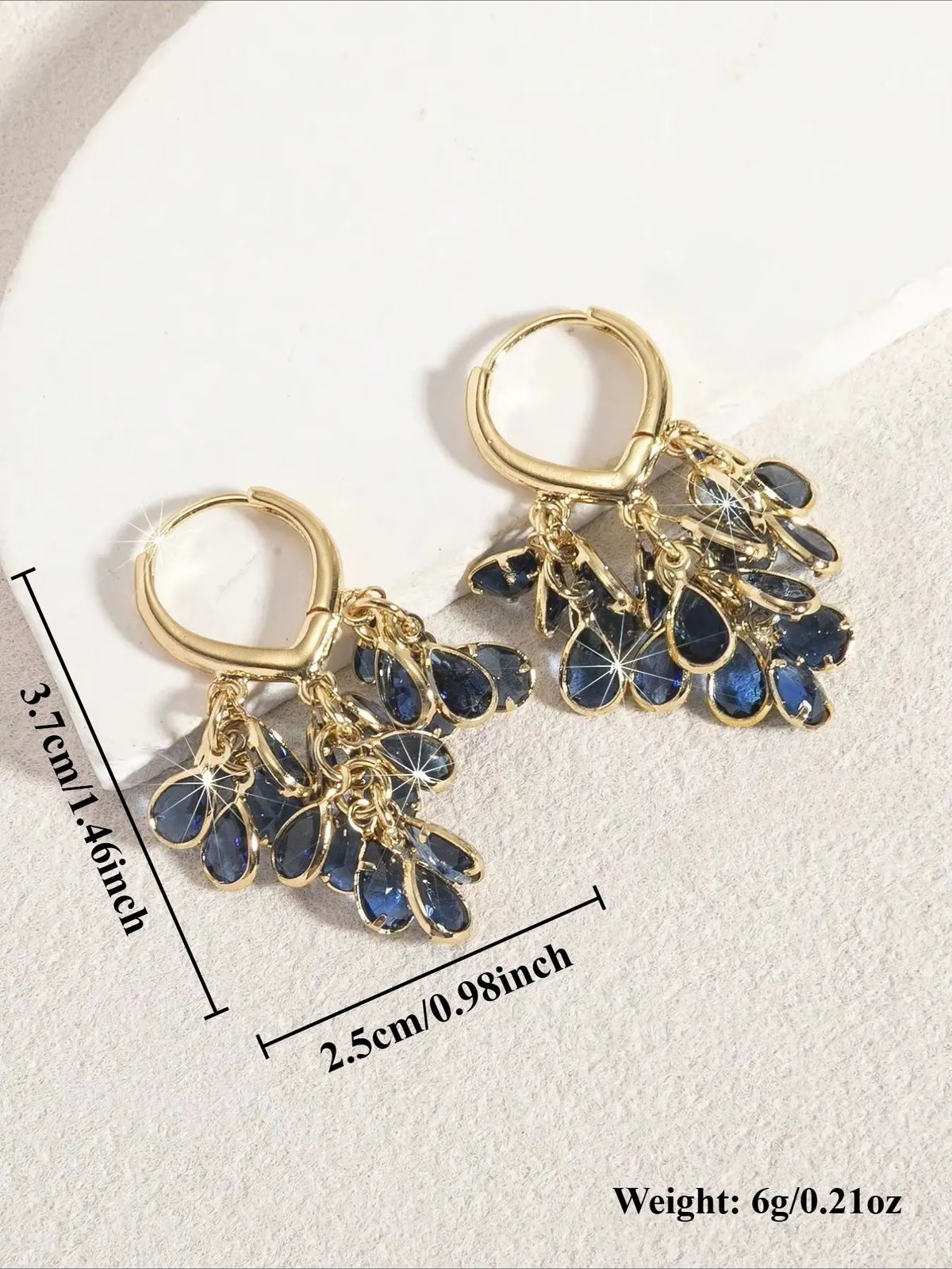 1 Pair of Fashionable and Luxurious Blue Teardrop-Shaped Sparkling Zirconia Fringe Fashion Jewelry Earrings for Women—Exquisite and Elegant, Perfect for Everyday Wear, Parties, and Gatherings; a Stylish Gift